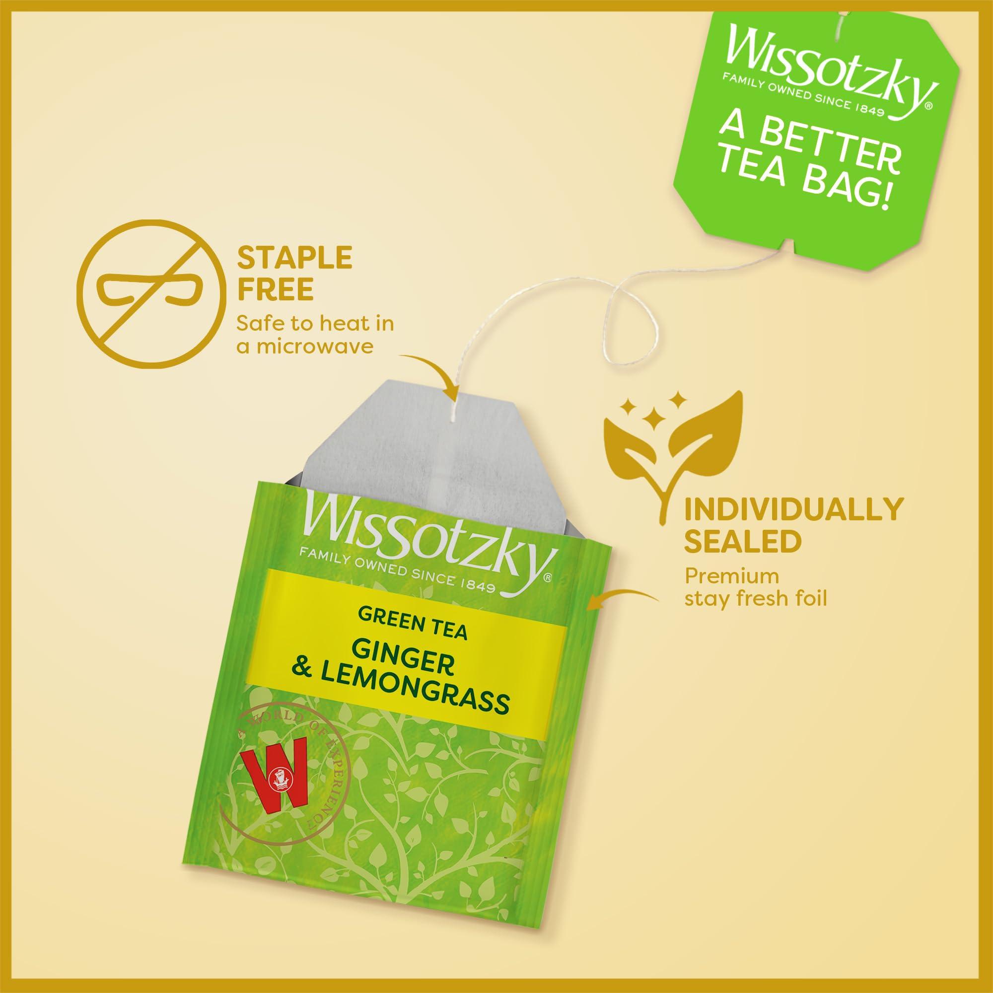 Wissotzky Wissotzky Ginger & Lemongrass Green Tea, 20 Tea Bags | Antioxidant Rich | Invigorating Blend | Lemon Ginger Green Tea Bags