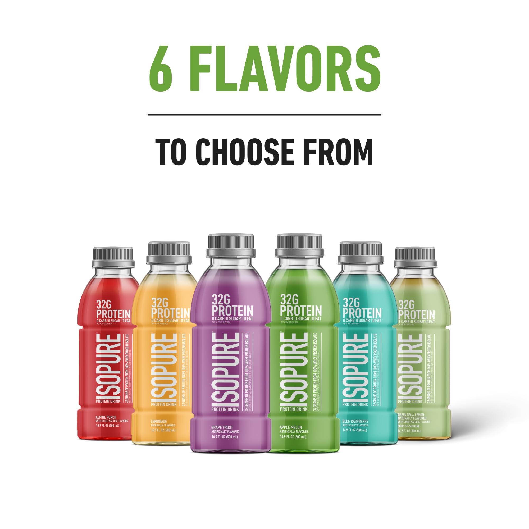 Isopure Isopure Zero Carb 32g Protein Ready-to-Drink, Whey Protein Isolate, Apple Melon, 16 Fl Oz (12 Bottles)