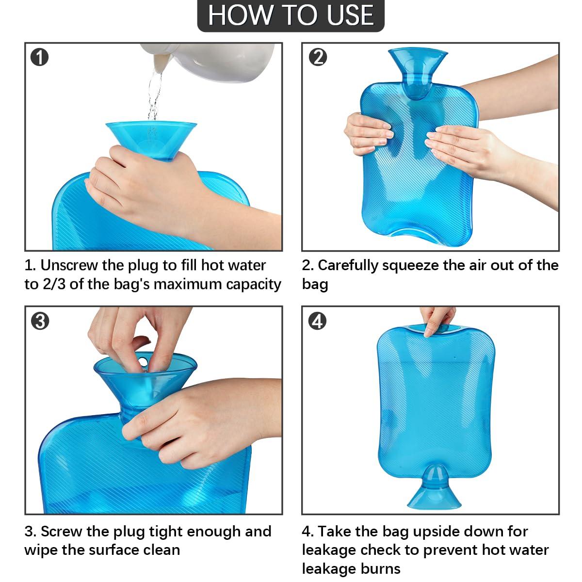 POFATO Valentine Love Heart Pattern Hot Water Bottle with Cover for Pain Relief Cramps, 2L Rubber Warm Hot Water Bags for Bed Hand Feet Belly Warmer, Hot or Cold Compress Water Bottle