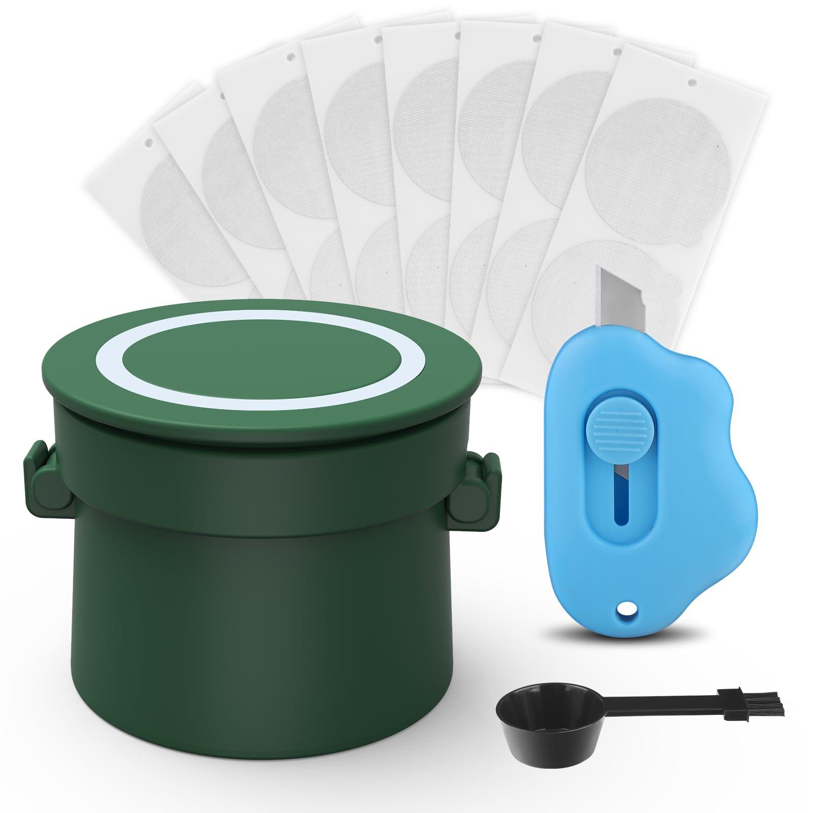 YEOSEN Reusable Vertuo Capsule Set for Reusable Nespresso Vertuo Pods, Upgraded Twist Holder with 100 Pcs Aluminum Foil Seal Lids and Brush Lid Opener,Fits for Refilling Vertuoline PodGreen)