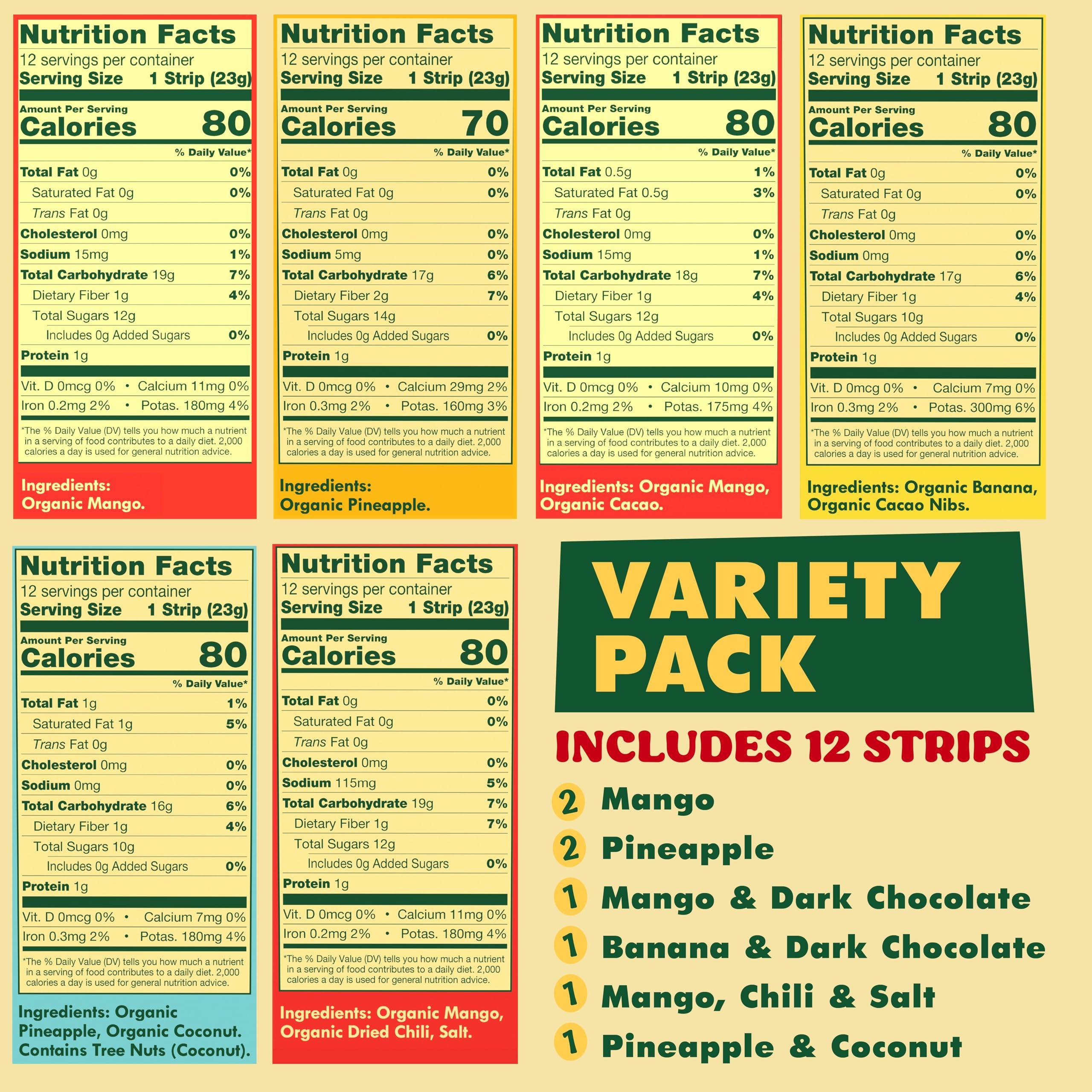 SOLELY SOLELY - Organic Fruit Jerky Variety Pack - 8 Flavors, 8 Individually Wrapped Fruit Strips - Fruit Leather Made from Dried Fruit - Healthy Snacks for Adults & Kids - Non GMO, Vegan - 0.8oz (23g)