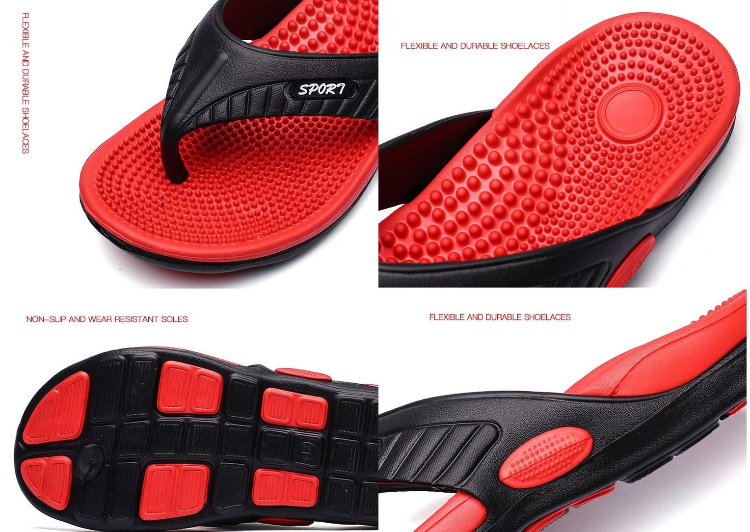 DSLED DSLED Massage Flip Flops for Men & Women, with Arch Support Summer Breathable Beach Shoes, Acupressure Sandals Slippers, Relief Plantar Fasciitis Heel Arthritis Pain (Color : Red, Size 40)