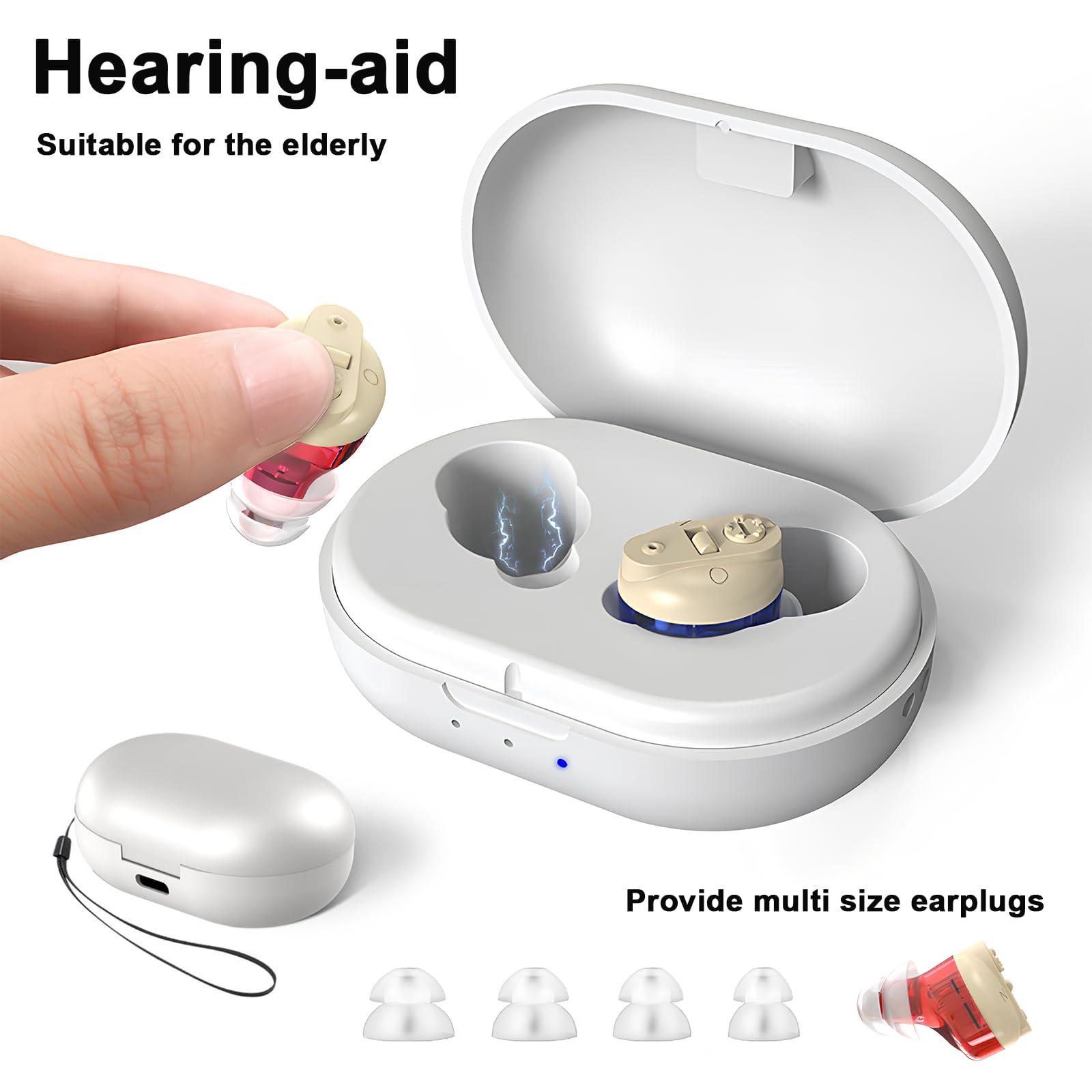 Tobocala Hearing Aids, Hearing Aids for Seniors Hearing Amplifier with Noise Cancelling, Mini Invisible OTC Hearing Aid for Adults Hearing Loss with Rechargeable Charging Case