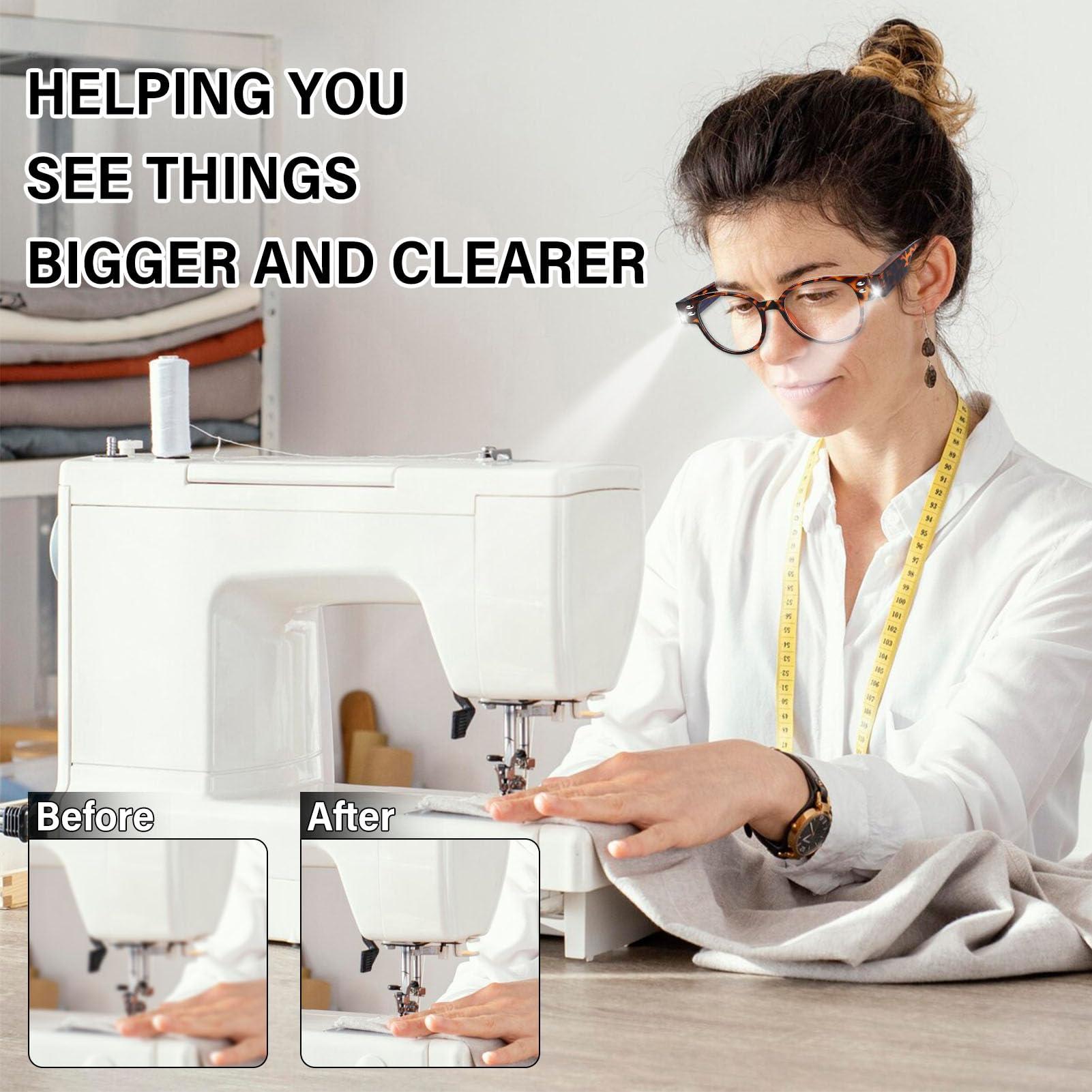 DuanMei 2 Pack Magnifying Glasses with Light Reading Glasses with Lights Bright LED Readers Lighted Reading Glasses Blue Light Blocking Glasses Magnifier Nighttime Reader for Women Men Lighted Eyeglasses+200