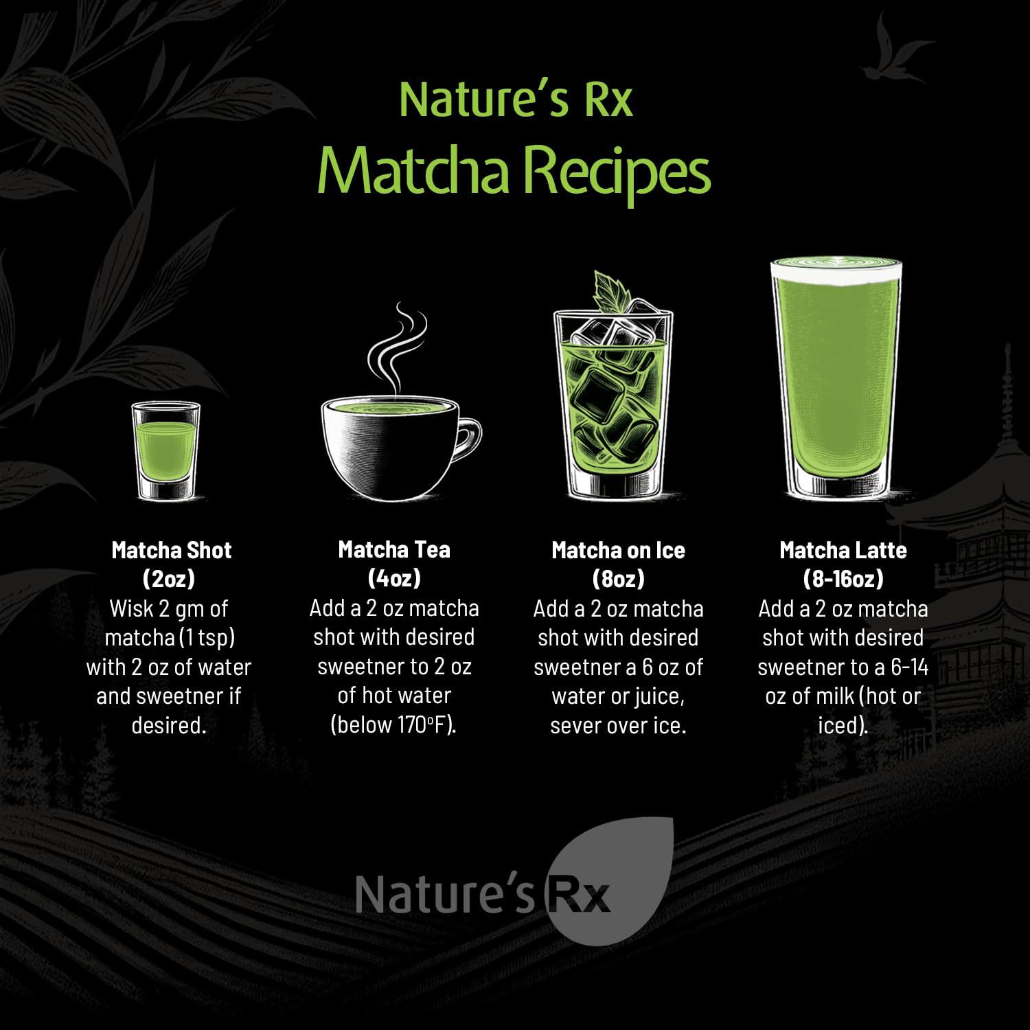 Natures Rx Organic Matcha Green Tea Natures Rx Organic Matcha Tea Powder Premium Grade 100g Pack | 50 Servings
