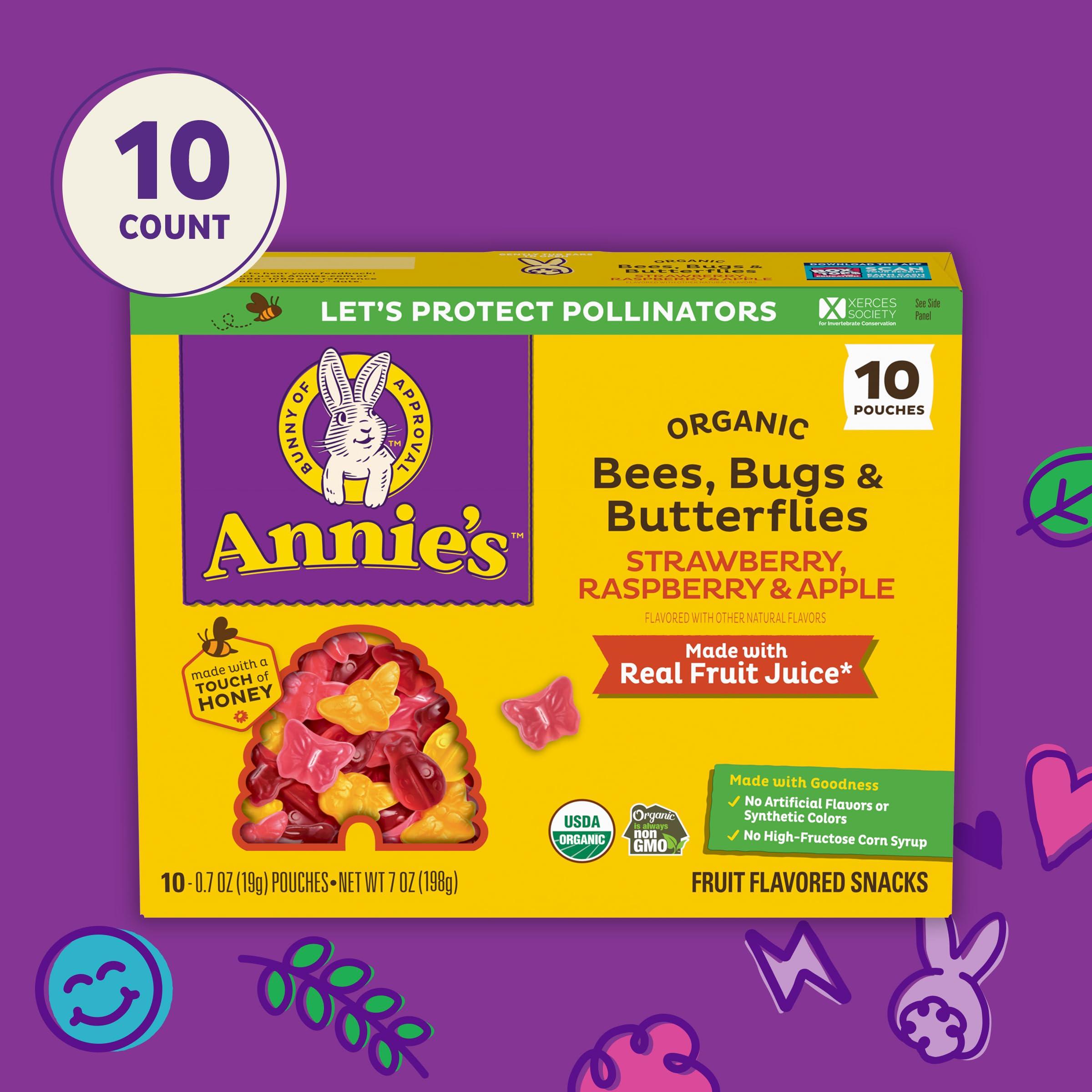 Annies Annie\'s Organic Bees, Bugs, and Butterflies Fruit Flavored Snacks, 10 Pouches, 7 oz