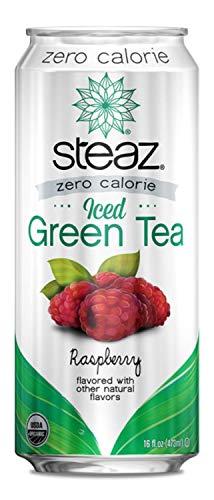 Steaz Steaz Organic Zero Calorie Iced Green Tea, Raspberry, 16 OZ (Pack of 12)