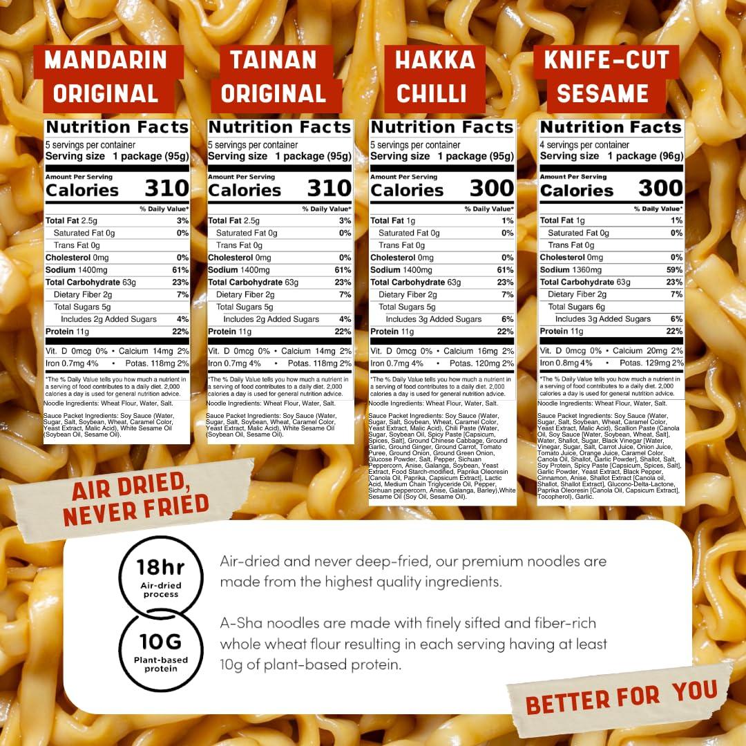 A-SHA A-Sha Healthy Asian Instant Noodles with Sauce Pack | Best Sellers Variety Bundle | Vegan, Air Dried, High Protein | Great For Ramen, Stir Fry, Wok | 4 Flavors, 19 Packs