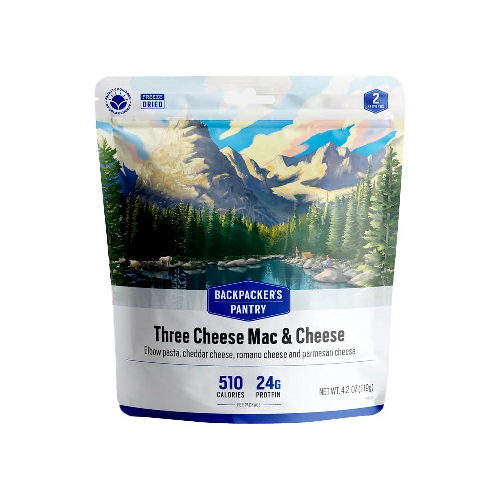 Backpacker's Pantry Backpacker's Pantry Three Cheese Mac & Cheese - Freeze Dried Backpacking & Camping Food - Emergency Food - 28 Grams of Protein, Vegetarian, 6 count