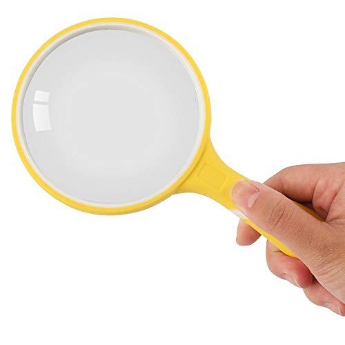 LUSTAR LUSTAR HD Magnifying Glass with Rubber Handle Portable Handheld Reading Magnifier for Elderly and Students Reading Yellow-90mm