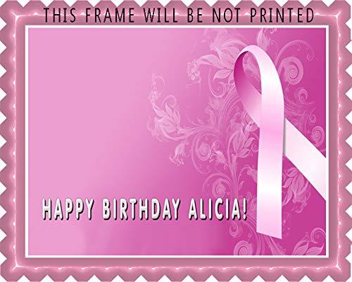 Edible Prints On Cake Breast Cancer Pink Ribbon - Edible Cake Topper - 10" x 16" (1/2 sheet) rectangular