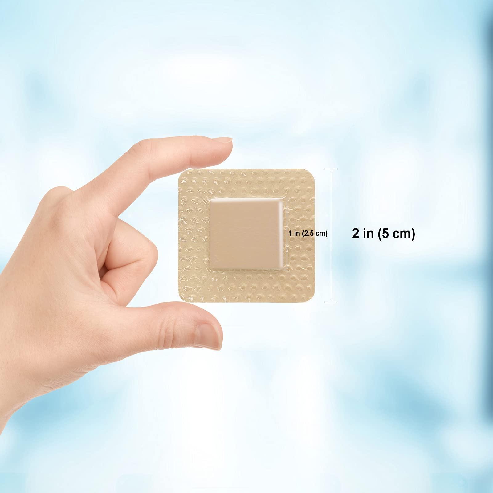 CARBOU Carbou Silicone Foam Dressing with Adhesive Gentle Border,10 Pcs 4\"x4\" and 5 Pcs 2\"x 2\"Adhesive Waterproof and High Absorbency Square Wound Care Dressing Bandage for Pressure Sore, Leg Ulcer, Diabet