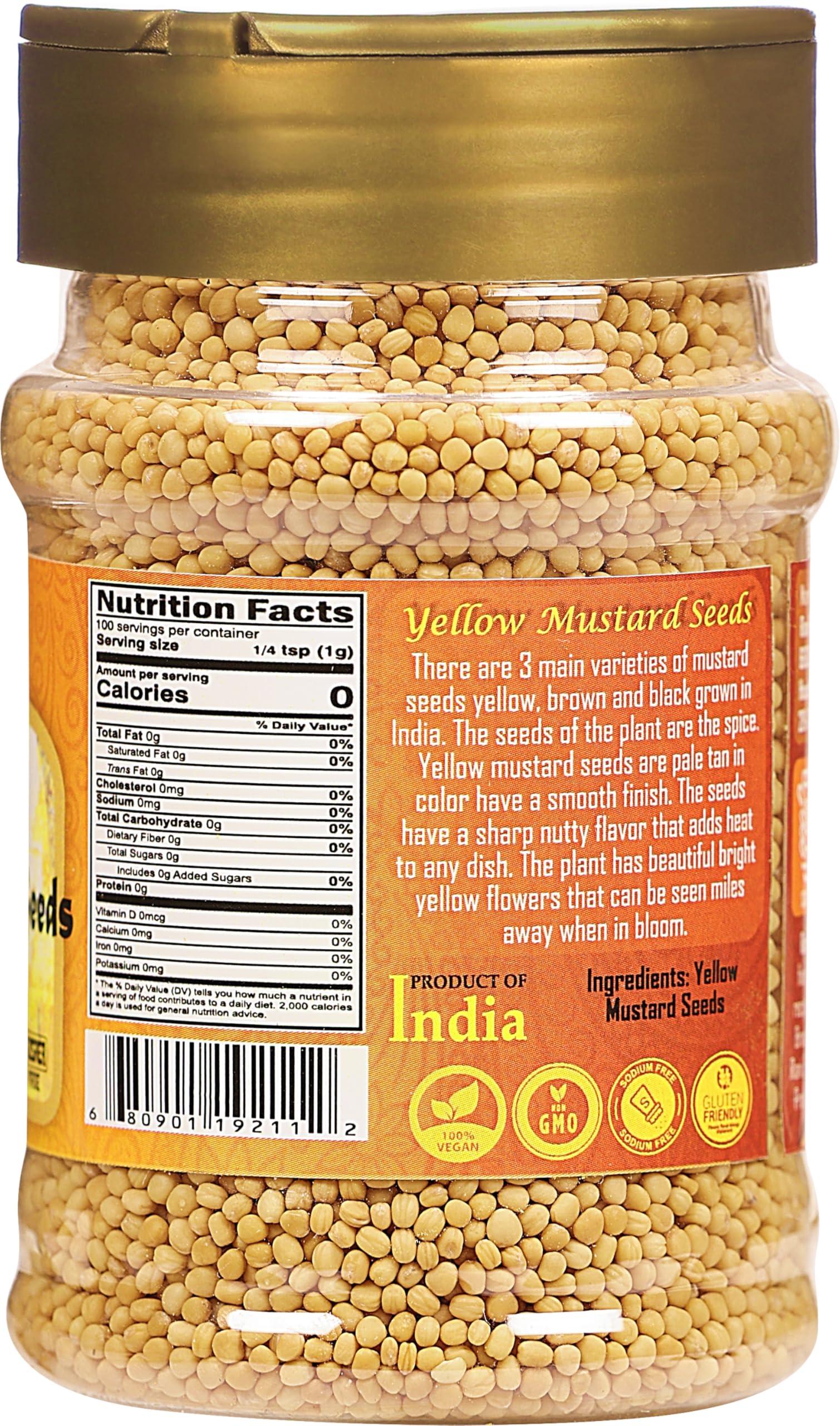 Rani Brand Authentic Indian Products Rani Yellow Mustard Seeds Whole Spice 3.5oz (100g) PET Jar ~ All Natural | Vegan | Gluten Friendly | NON-GMO | Kosher | Indian Origin