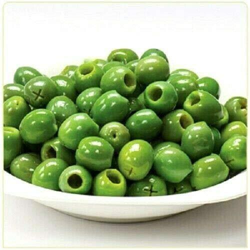 Al Amin Foods Partanna Asaro Castelvetrano Pitted Green Olives 2 Glass Jars Net Wt Jar 9 oz each.