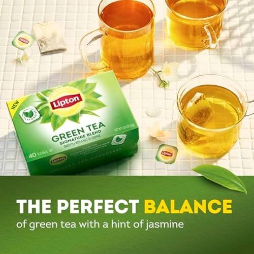 Lipton Lipton Signature Blend Green Tea Bags, Unsweetened Teabags for Hot or Iced Tea with Caffeine and Flavonoids, 240 Total Bags (40ct - Pack of 6)