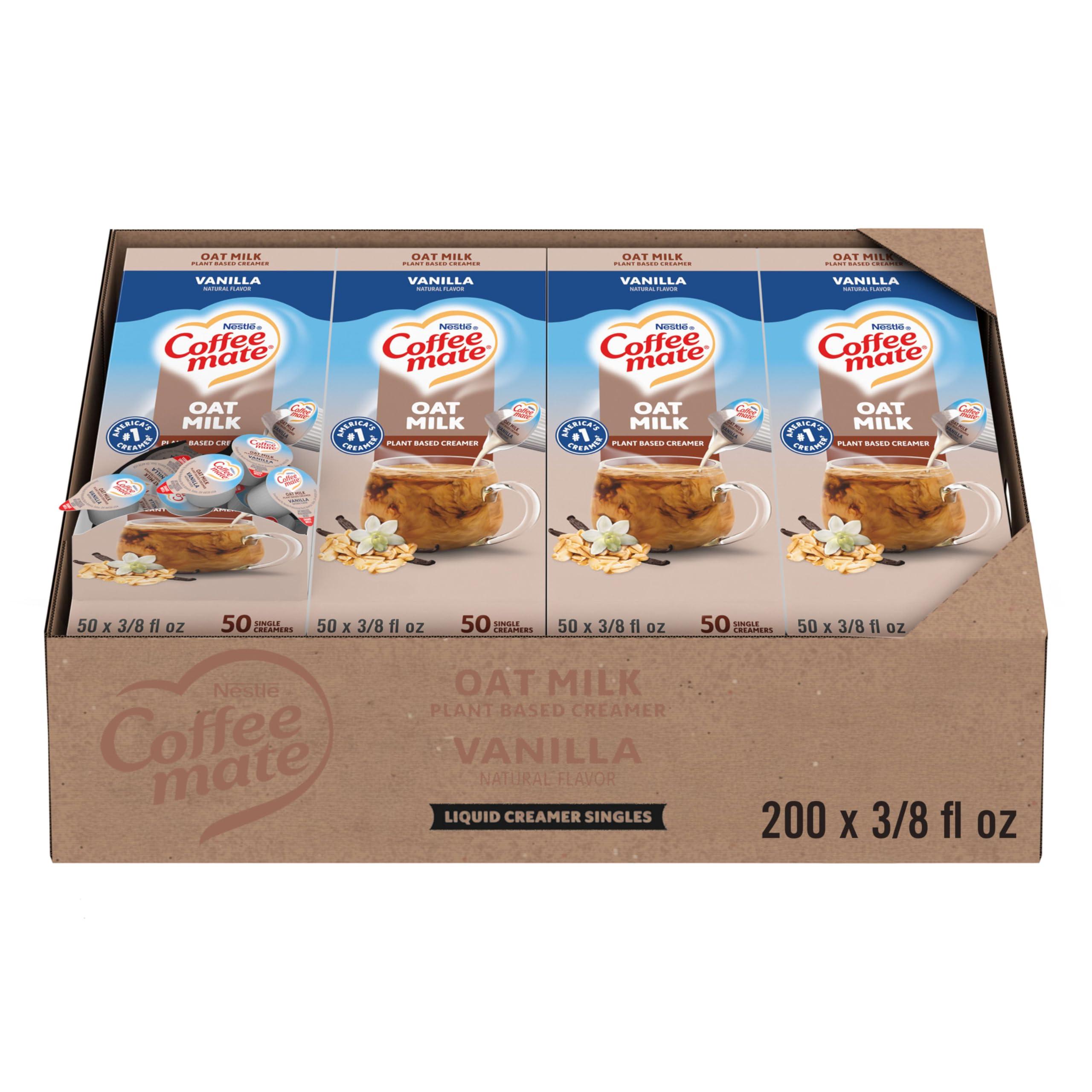Nestle Coffee mate Nestle Coffee mate Coffee Creamer, Oat Milk, Vanilla Natural Flavor, Liquid Creamer Singles, Plant-Based, Non Dairy, No Refrigeration, 0.375 fl oz Tubs (Pack of 200)