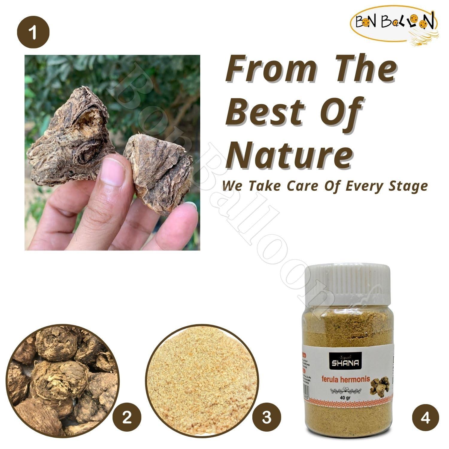 bonballoon Shana Sharsh Al Zaloua (Ferula Hermonis) Powder Egyptian Herbs Natural Herbal Middle East Egypt Arab No Preservatives No Gmo Kosher Halal Nature (3 Pack = 4.23 oz / 120 gm)