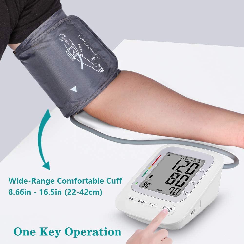 TDMOON Electronic Blood Pressure Monitor, Upper Arm Automatic Digital BP Monitor Large Cuff 8.66-16.5\", 2 Users 180 Memory Large Display, Irregular Heart Rate Indication, with DC Adapter for Home Use
