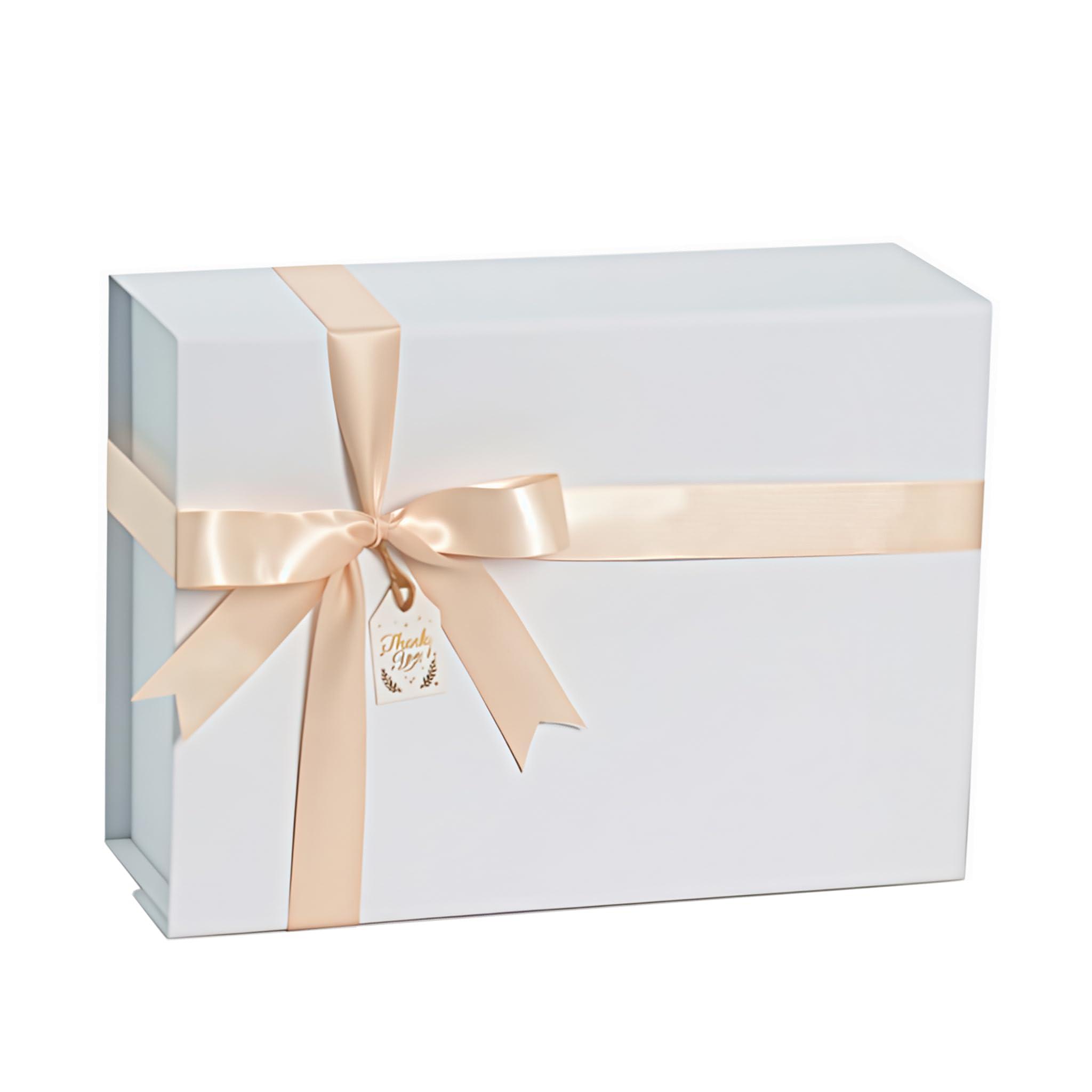 CHARMGIFTBOX CHARMGIFTBOX White Gift Boxes with Lids, 9x7x4 Inches Gift Box with Ribbon, Collapsible Gift Boxes with Magnetic Closure for Presents, Bridesmaid Proposal Box Contains Gift Card Ribbon Tag