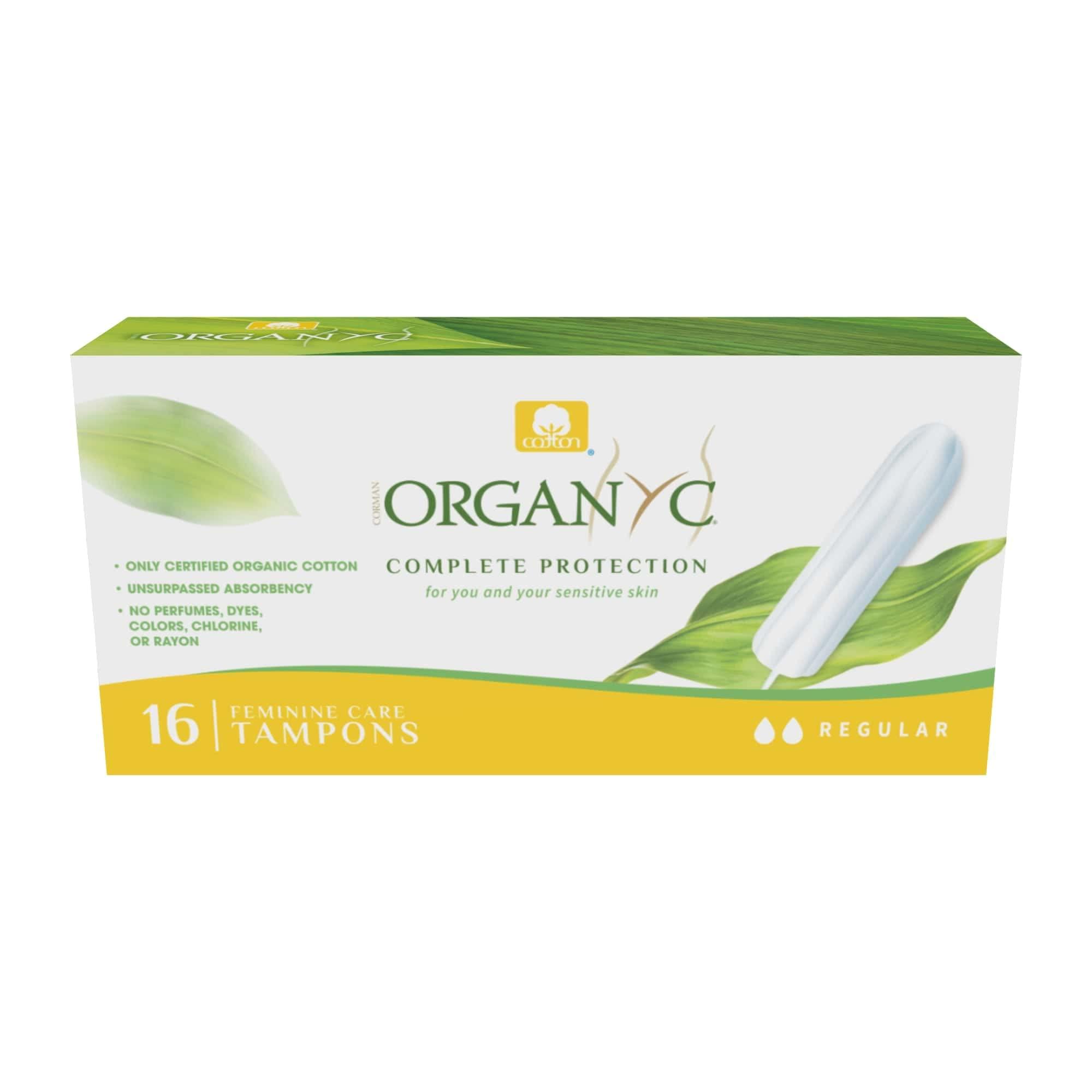 Organyc Organyc - 100% Certified Organic Cotton Tampons - No Applicator, Free from Chlorine, Perfumes, Rayon, and Chemicals 192 Count, Regular Flow (Pack of 12)
