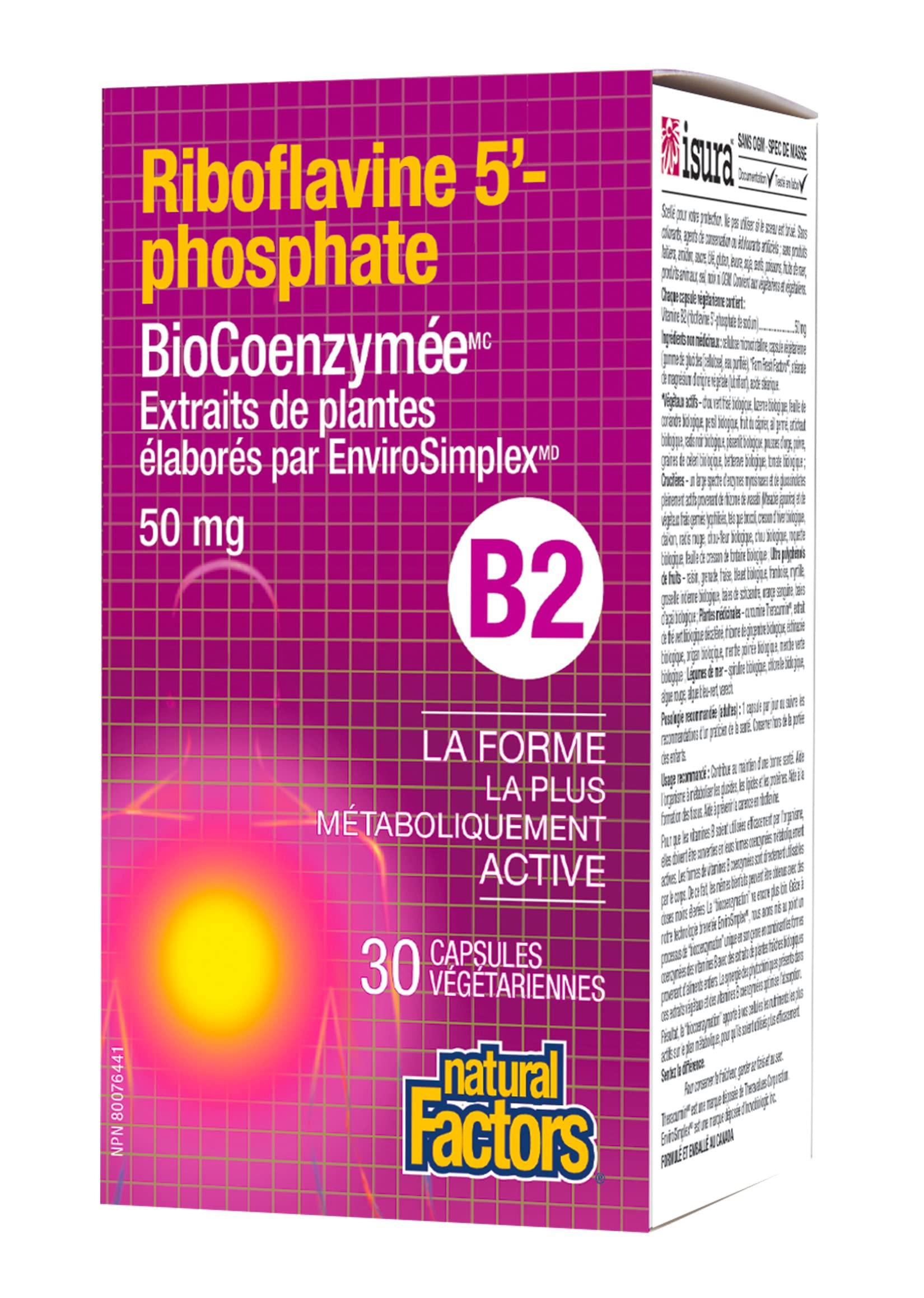 Natural Factors BioCoenzymatedRiboflavin5\'-Phosphate 50mg Natural Factors 30 VegCaps