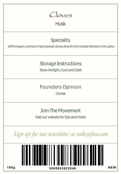 Valley of Tea Cloves Whole Spice Organic Clove - Direct From Sri Lanka - Organic Cloves Spice Whole Clove Spice Sri Lanka Cloves Spice Cloves Whole Cloves Cloces Sri Lankan Cloves 100g