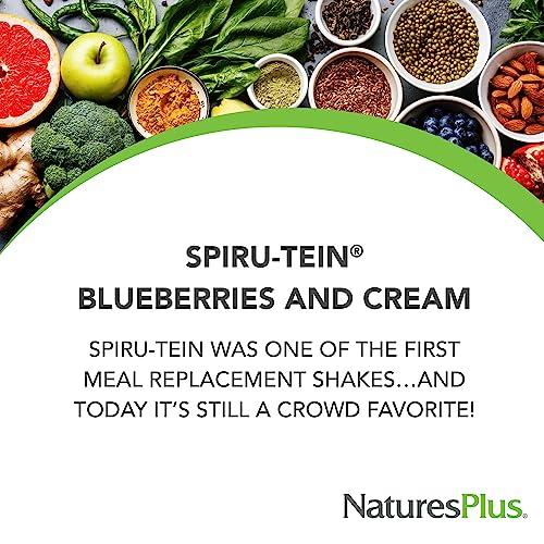 Nature's Plus NaturesPlus SPIRU-TEIN, Blueberries & Cream - 1.12 lb - Plant-Based Protein Powder - Vitamins & Minerals for Energy - Vegetarian, Gluten Free - 15 Servings