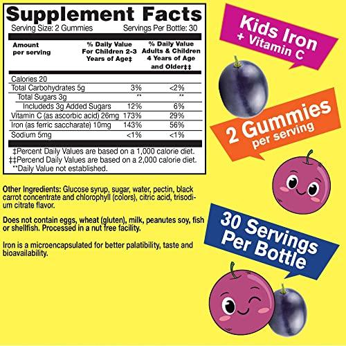 WellYeah WellYeah Iron Gummies for Kids with Vitamin C - Anemia Support, Red Blood Cell Formation, Energy, and Immunity Support Gummy, Iron Supplements for Kids - GMO Free, Natural Grape Flavor - 60 Count