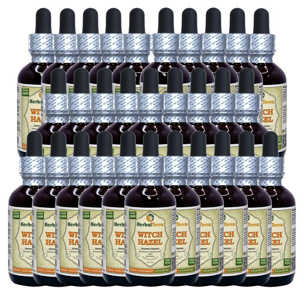 Herbal Terra LLC Witch Hazel (Hamamelis Virginiana) Tincture, Organic Dried Bark Powder Liquid Extract (Brand Name: HerbalTerra, Proudly Made in USA) 30x2 fl.oz (30x60 ml)