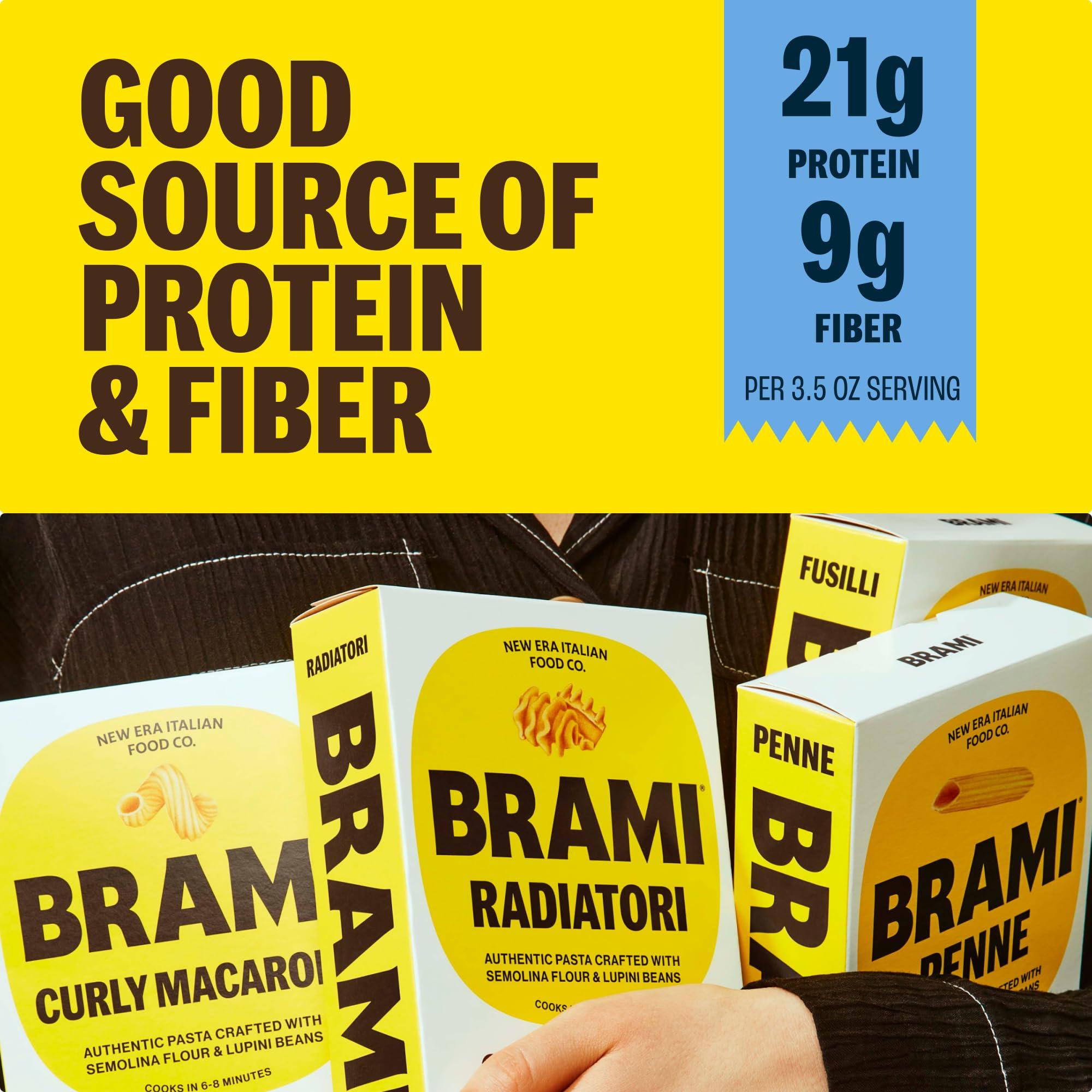 BRAMI Brami Fusilli Italian Protein Pasta | Low Carb | High Fiber | High Protein | Non-GMO | Keto | Made in Italy | Dry Pasta | Semolina Pasta | Fortified with Heart Healthy Lupini Beans | 12oz (Pack of 8)