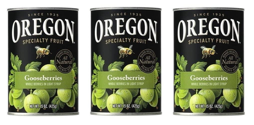 Oregon Oregon Fruit Products, Canned Fruits, 15oz Can (Pack of 3) (Choose Fruit Below) (Gooseberries in Light Syrup)