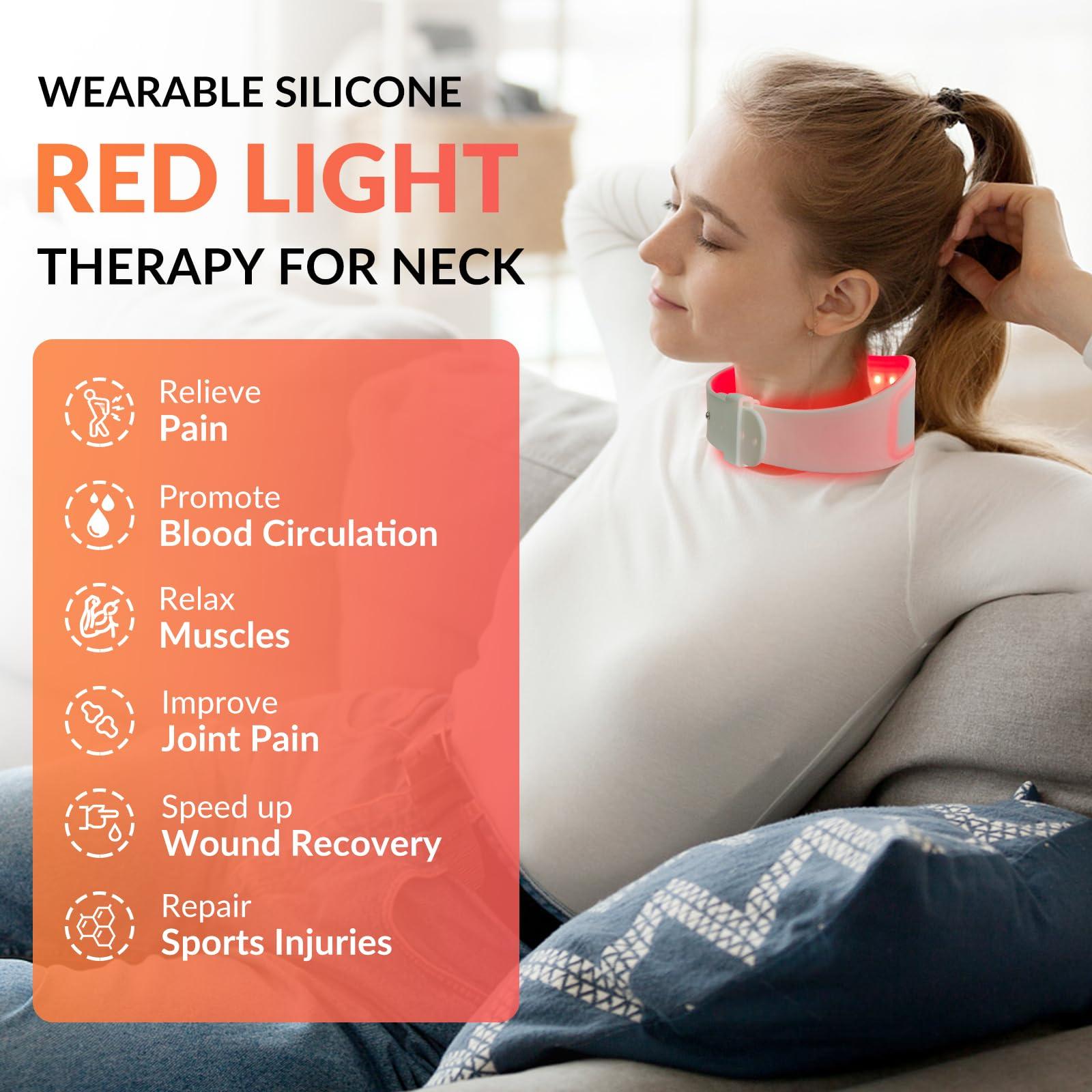 Fimem Fimem Red Light Therapy for Neck Pain Relief, Led Infrared Red Light Therapy Neck, Red Light Therapy Pad for Knee, Foot, at Home Red Light Therapy, Silicone Wearable Therapy Pad Far Infrared Light