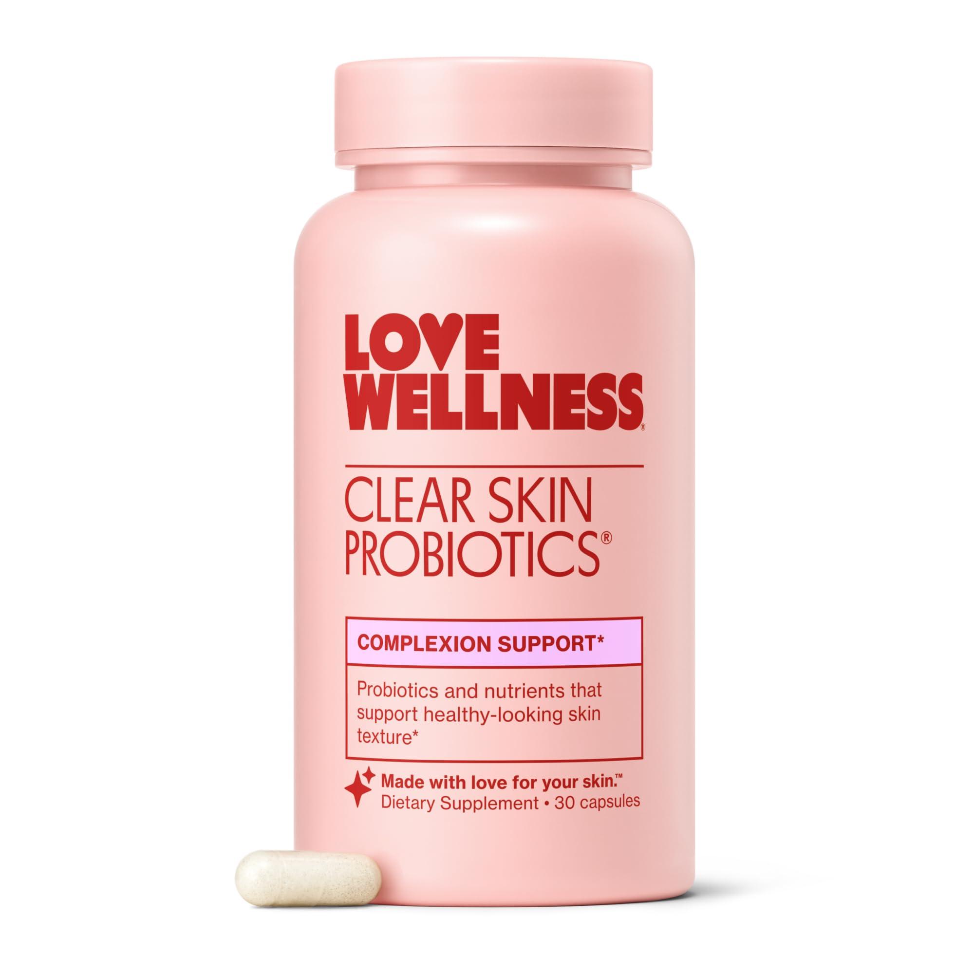 Love Wellness Love Wellness Clear Skin Probiotic | Clear Up Hormonal Acne Pimples, Redness & Pore Minimizer | Skin Care with Zinc, Bifidobacterium Longum & Chaste Tree Fruit Extract | Acne Treatment | 30 Count