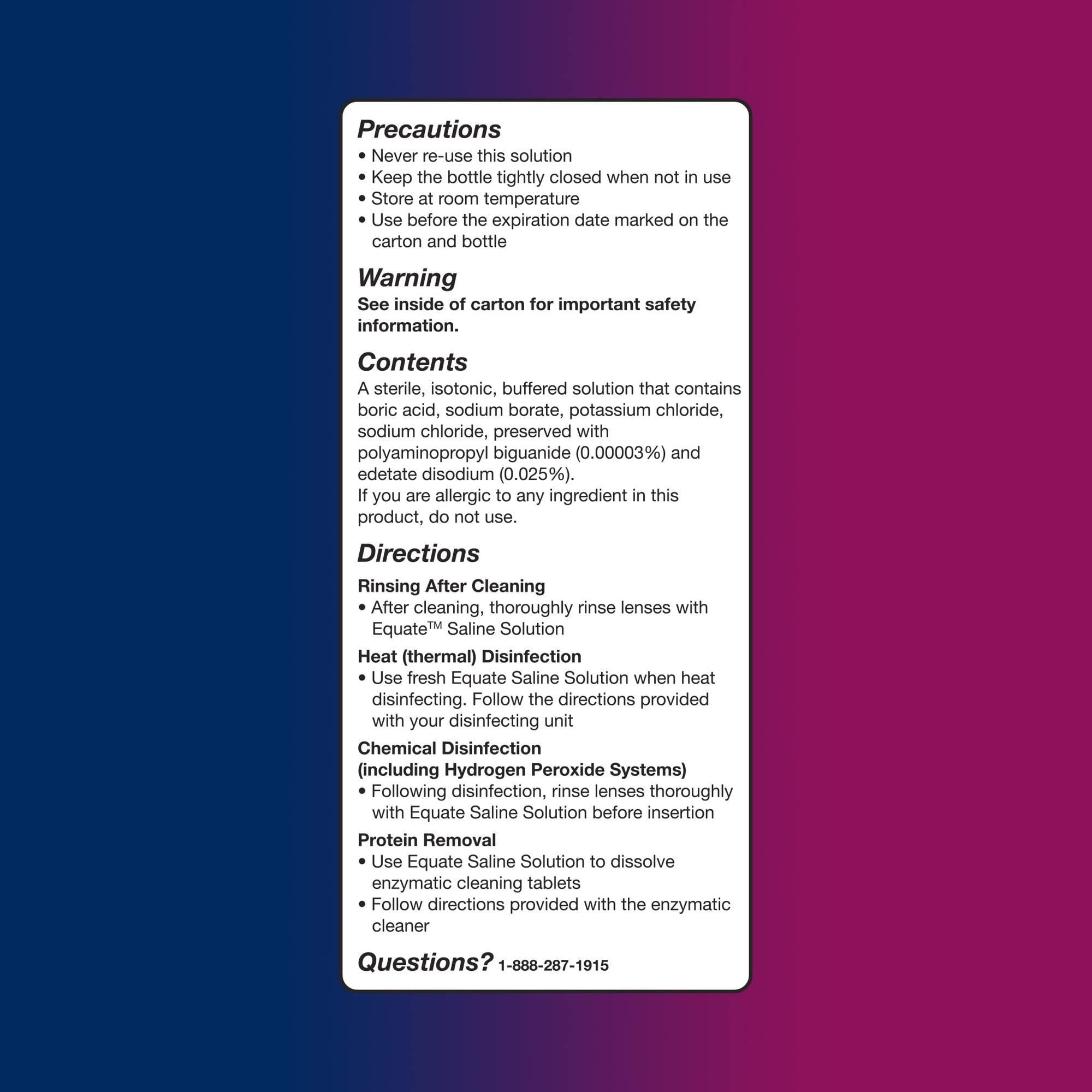 Bausch+Lomb Equate Saline Solution for Sensitive Eyes, 12 FL Oz Bottles, ( 2 Twin Pack ) Total 4 Count, Complete and Proper Eye Care Solution