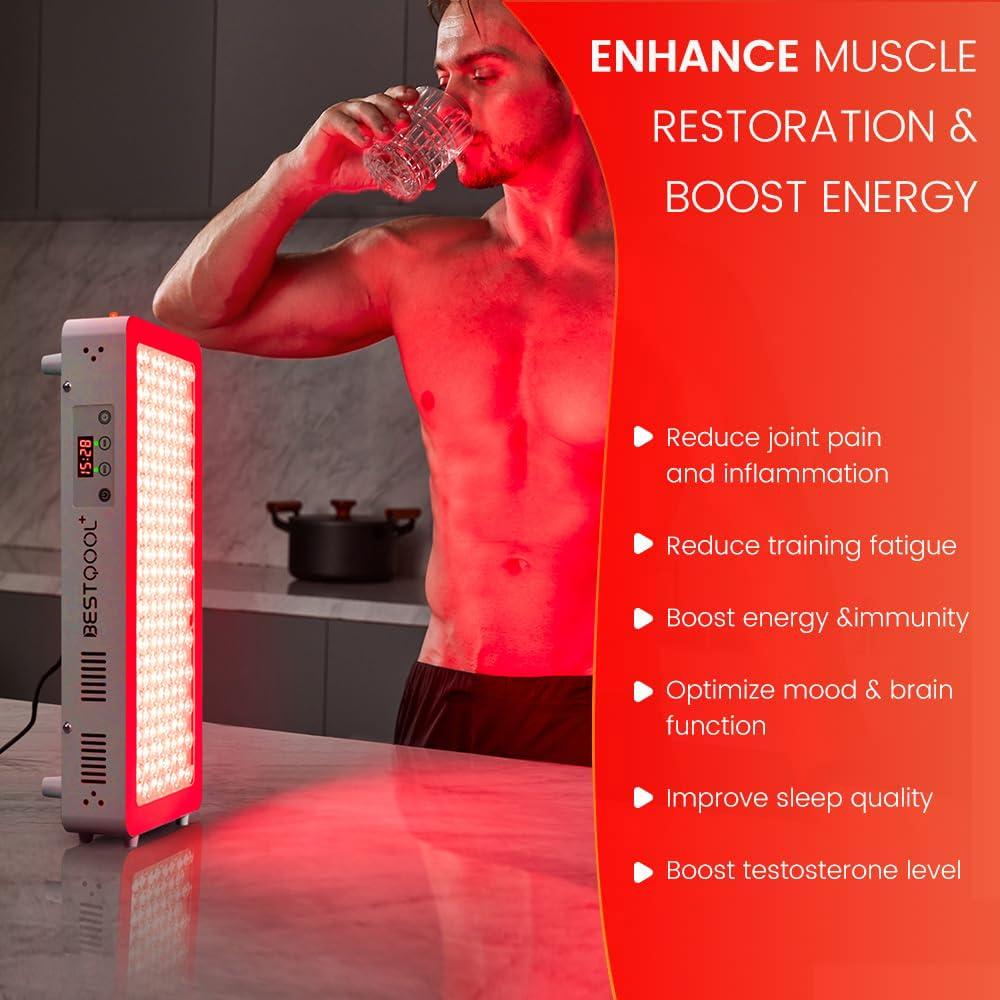 Bestqool Bestqool Red Light Therapy for face Body, 4 Wavelengths Near Infrared Light Therapy, 100 Elite Grade Dual Chip LEDs, High Power Red Light Panel for Pain, Muscle, Energy. 170W. Modular Design.