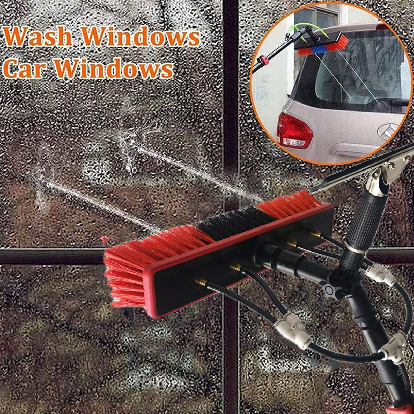ZJDYDY Window Cleaning Kit with Extension Pole,Water Fed Pole Brush System,Telescopic Window Cleaning Tools, Extendable Pole with Squeegee,5.4 M/18.4 Ft