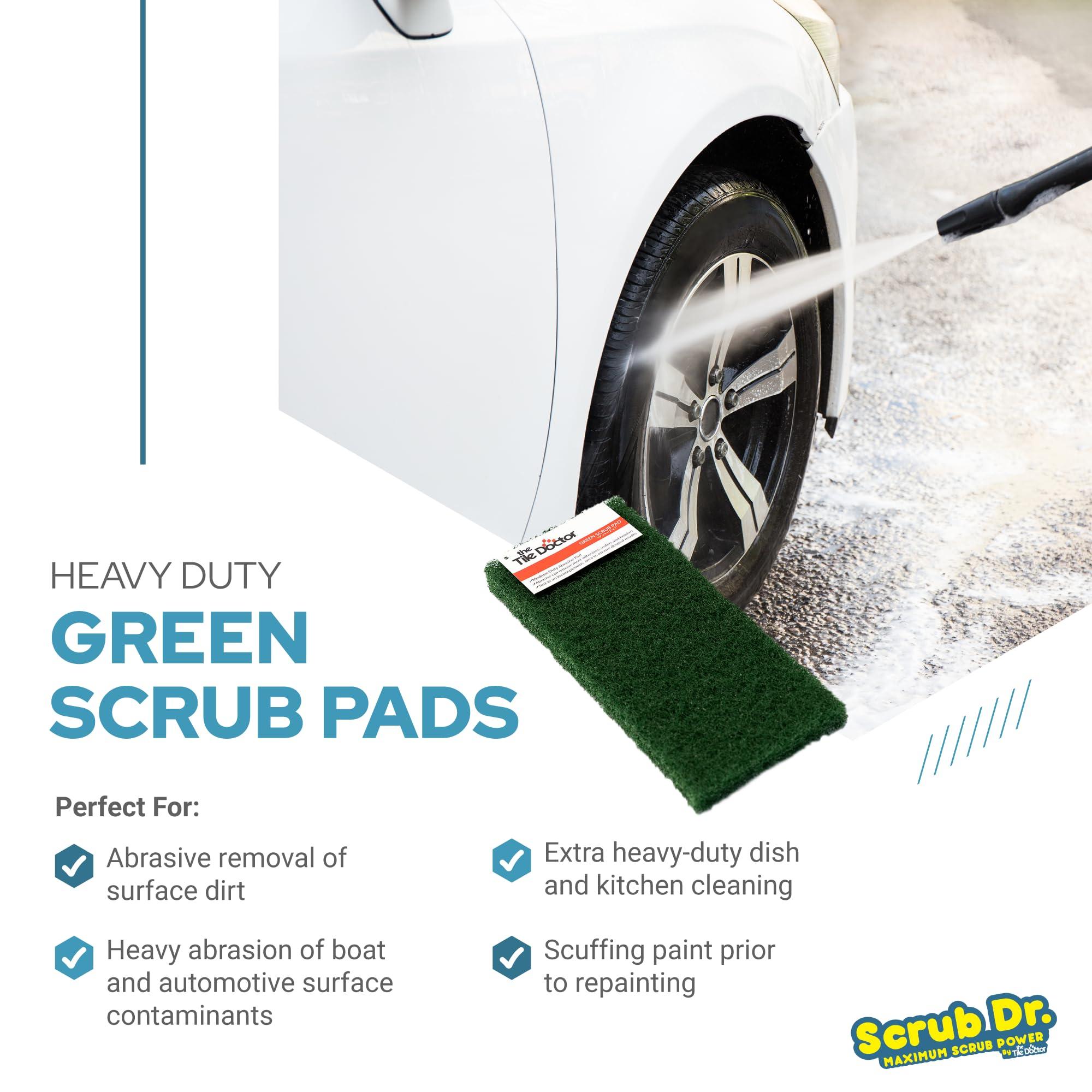 The Tile Doctor The Tile Doctor Multipurpose Scrub Pad - Ideal for Bathroom, Kitchen & Floor Cleaning - Non-Scratch Dish Sponge & Shower Scrubber - Commercial Grade - (Green - Heavy Duty, 12 Pack)