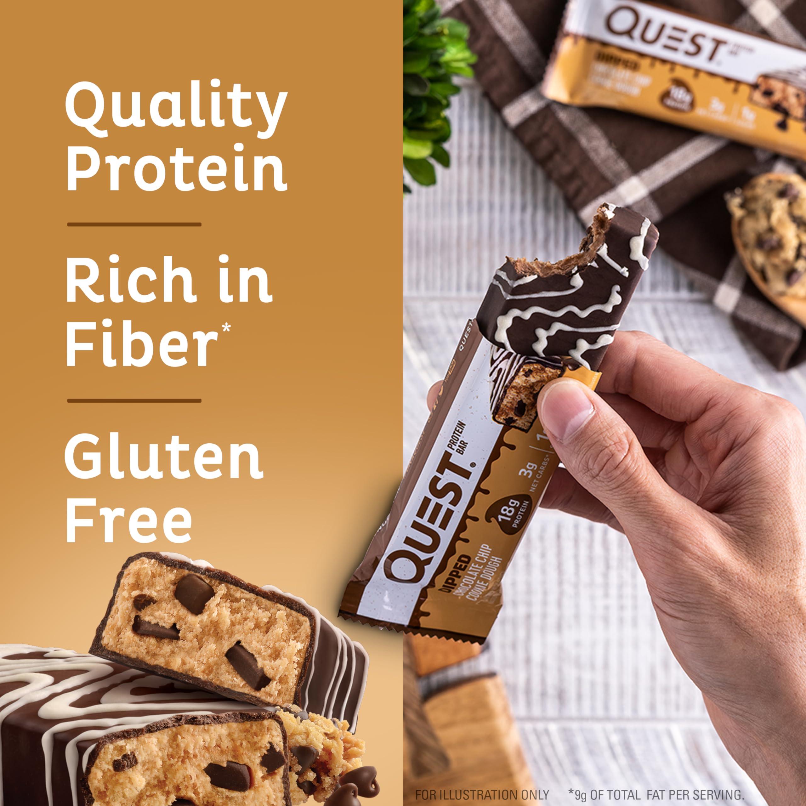 Quest Nutrition Quest Protein Bars Bundle - Chocolate Chip Cookie Dough and Chocolate Peanut Butter, High Protein, Gluten Free, 12 Count Each