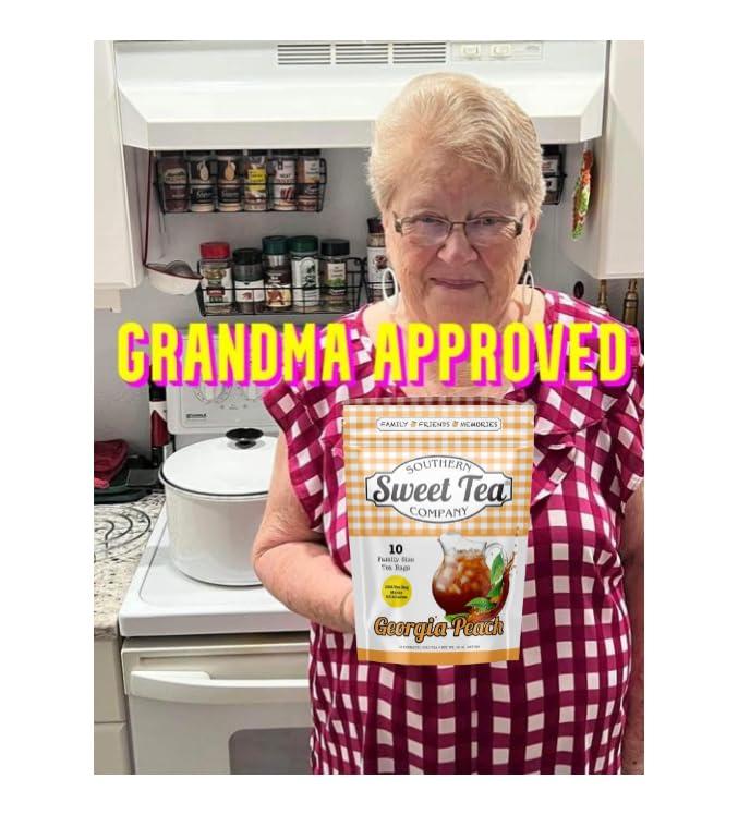 SOUTHERN SWEET TEA COMPANY Iced Tea Bags Georgia Peach One Gallon Size,10 Gallon Per Pack, Unsweetened Caffeinated Quick Brew Real Southern Ice Tea by Southern Sweet Tea Company