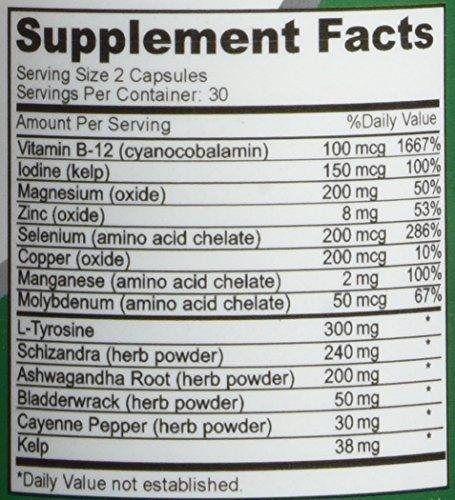 NusaPure NusaPure Thyroid Support Supplement (Non-GMO) 120 caps, Ashwaganda, Iodine, Zinc, kelp, Vitamin B12, L-Tyrosine, Selenium, Copper