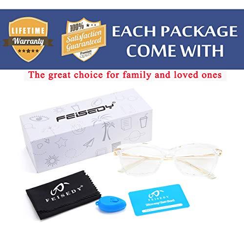 FEISEDY FEISEDY Crystal Cat Eye Reading Glasses Blue Light Blocking Reader Anti Eyestrain Glasses B2596 Clear 1.25x