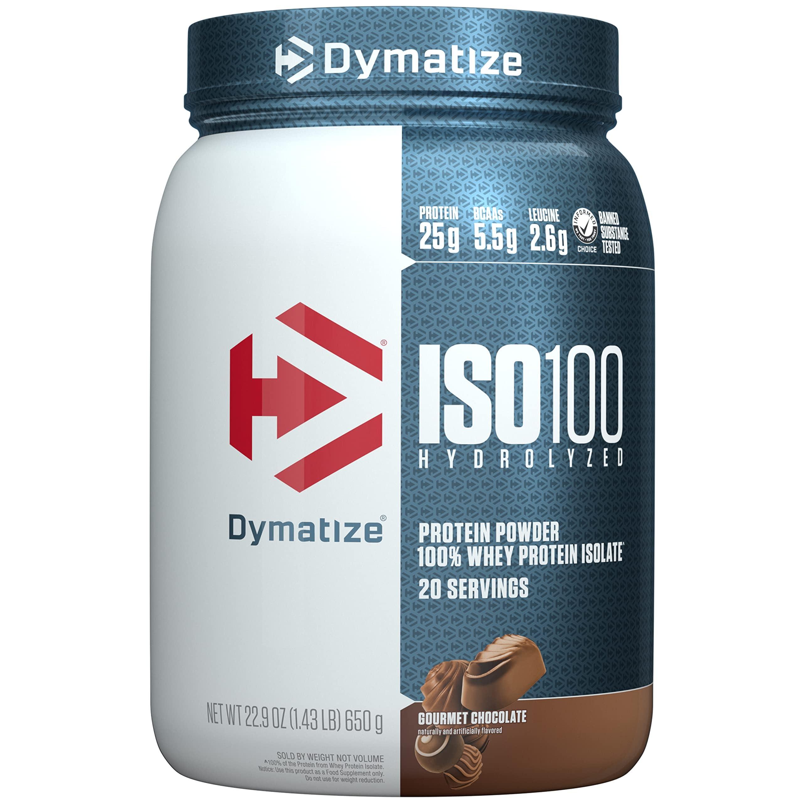 Dymatize Dymatize ISO100 Hydrolyzed Protein Powder, 100% Whey Isolate, 25g of Protein, 5.5g BCAAs, Gluten Free, Fast Absorbing, Easy Digesting, Gourmet Chocolate, 20 Servings