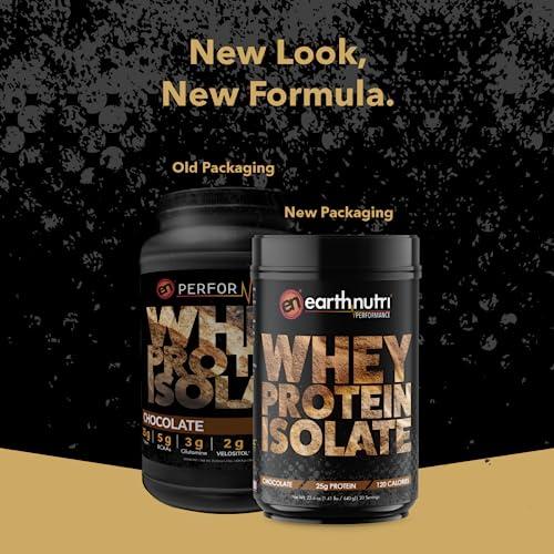 EarthNutri EarthNutri - Whey Isolate Protein Powder for Workout and Muscle Growth Support, 25g of Protein, Non-GMO and Gluten-Free Whey Protein Isolate Chocolate Flavor, 20 Servings