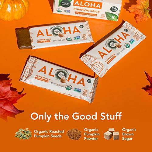 ALOHA ALOHA Organic Plant Based Protein Bars - Pumpkin Spice, Vegan, Low Sugar, Gluten-Free, Low Carb, Non-GMO, No Stevia, No Erythritol - LIMITED EDITION, 12 Count (Pack of 1)