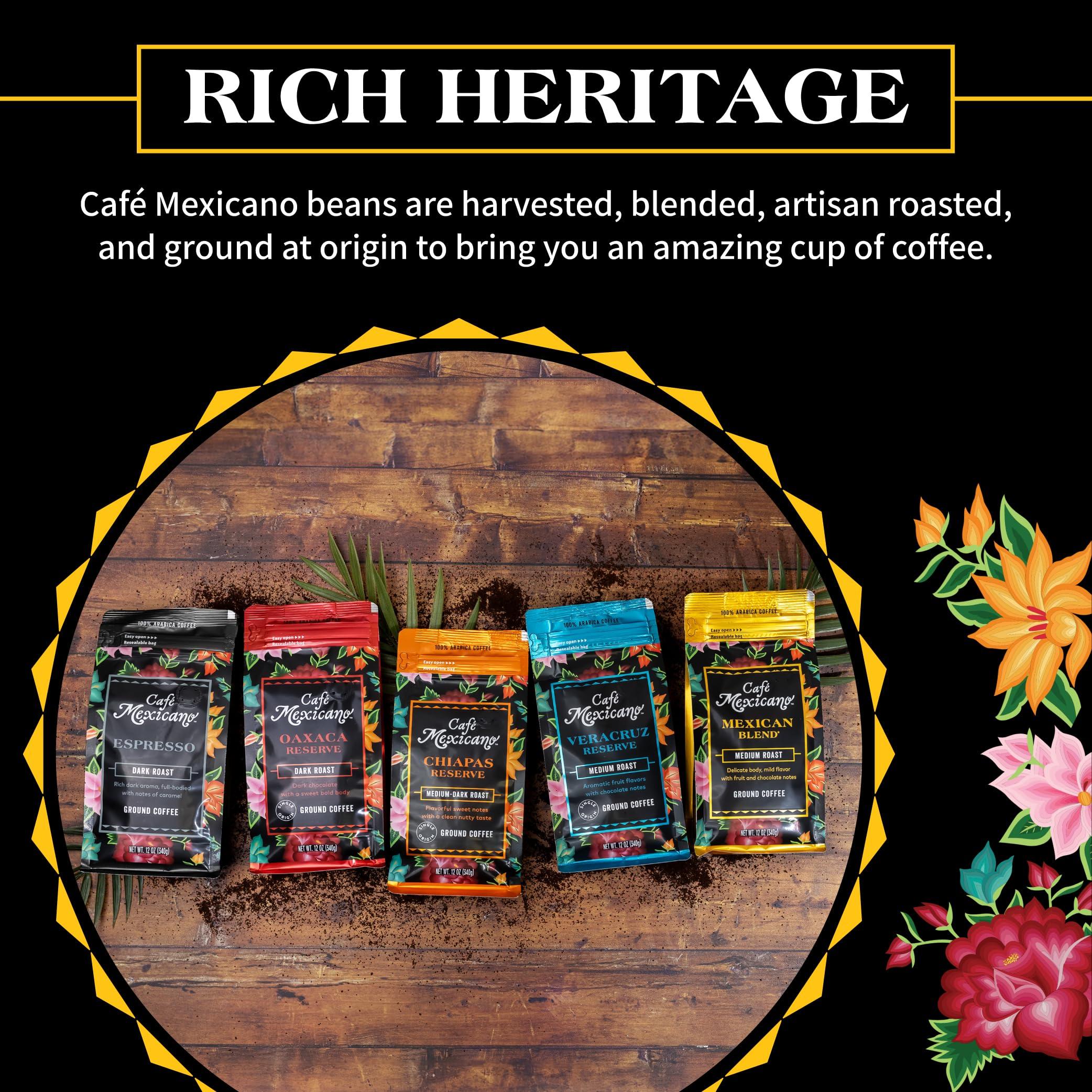 Cafe Mexicano Caf Mexicano - Mexican Blend Ground Coffee - Specialty Arabica Coffee Sourced from Mexico - 12 oz. Bag