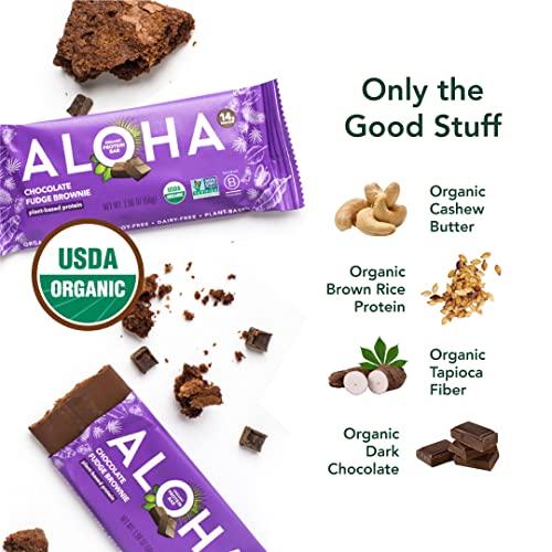 ALOHA ALOHA Organic Plant-Based Protein Bars - 6 Flavor Variety Pack with 12 Count Bars & Chocolate Fudge Brownie 12 Count Bars - Vegan, Gluten-Free
