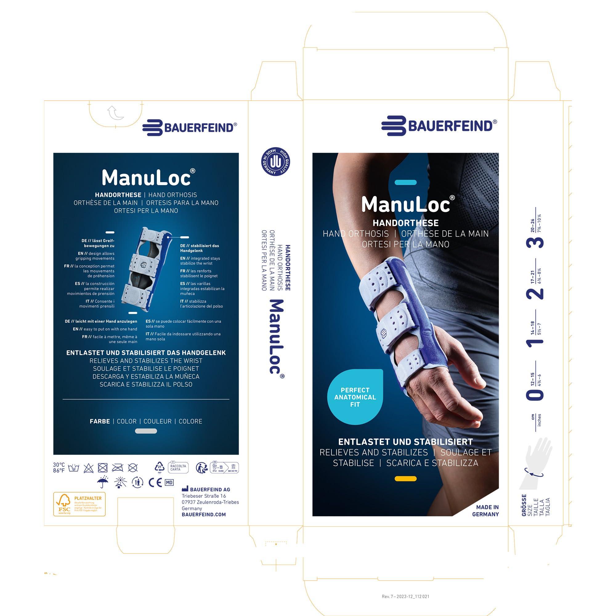 Bauerfeind Bauerfeind ManuLoc Wrist Support - Wrist Orthosis Brace for Carpal Tunnel, Wrist Sugery, Arthritis & Injuries (Size 0)