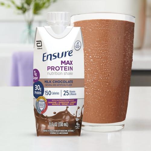 Ensure Ensure Max Protein Nutrition Shakes, Variety Pack, With 30g of Protein, 1g of Sugar, Nutrients to Support Immune System Health, High Protein Shake, 11 fl oz, Pack of 8, Liquid