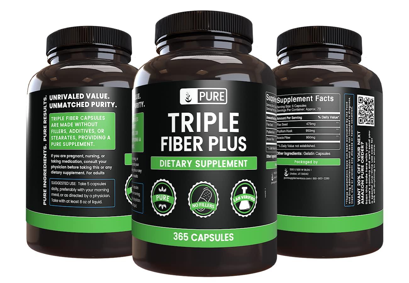 PURE ORIGINAL INGREDIENTS Pure Original Ingredients Triple Fiber (365 Capsules) No Magnesium Or Rice Fillers, Always Pure, Lab Verified