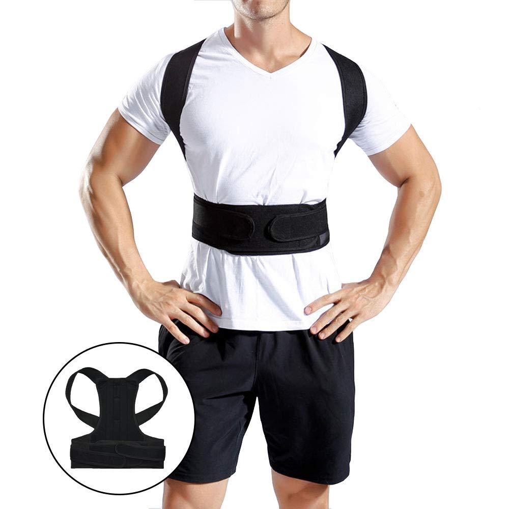 Loovit Back Brace Posture Corrector - Back Support Belt with Fully Adjustable Straps Relief Lower & Upper Back Pain, Improve Posture & Provides Lumbar Support - Fit for Men & Women (L)